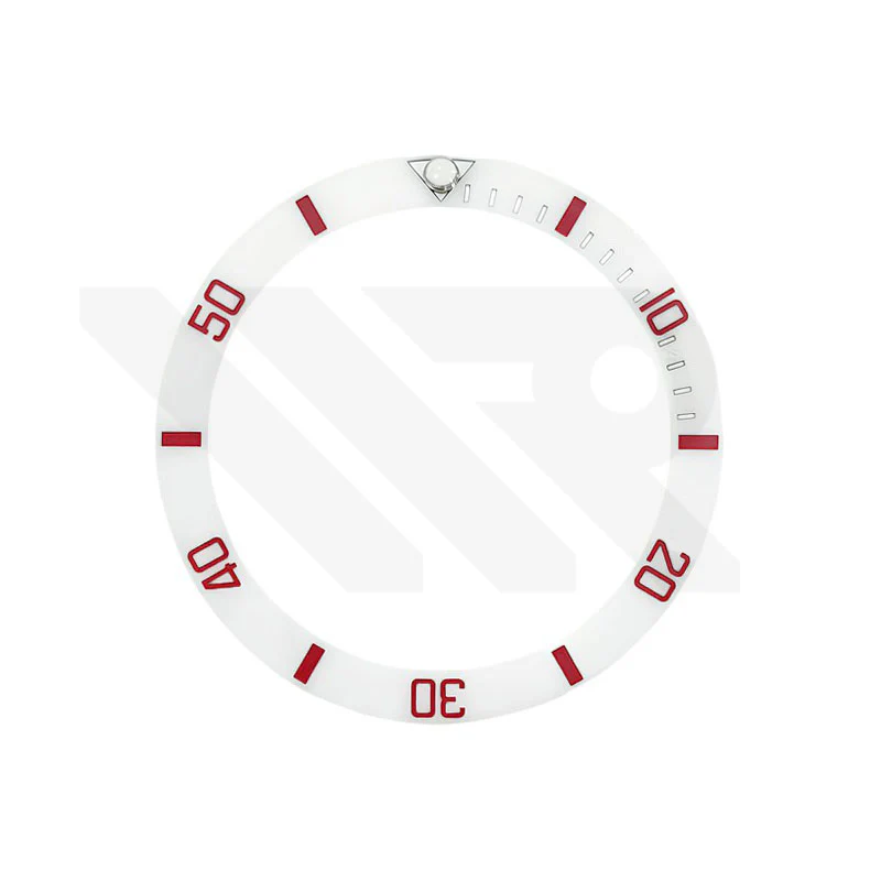 SUB Ceramic Sloped Bezel Insert for SKX/SRPD: Matte White/Red