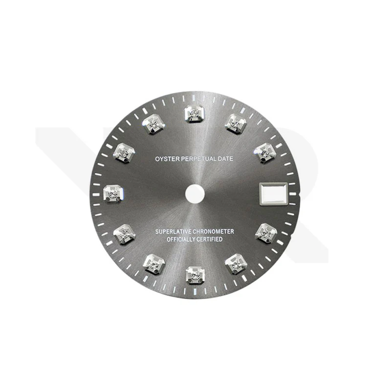 Sunburst Gray Dial with Zirconia Indices for Seiko NH34 Mod: GMT Style