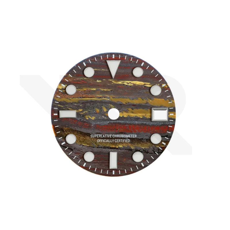 Tiger Iron Stone Dial for Seiko Mod: GMT Style Indices