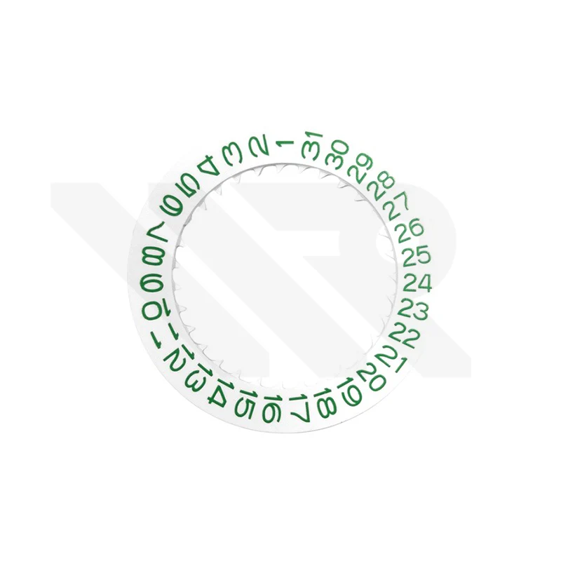 White NH35 Date Disc - Green Numeric