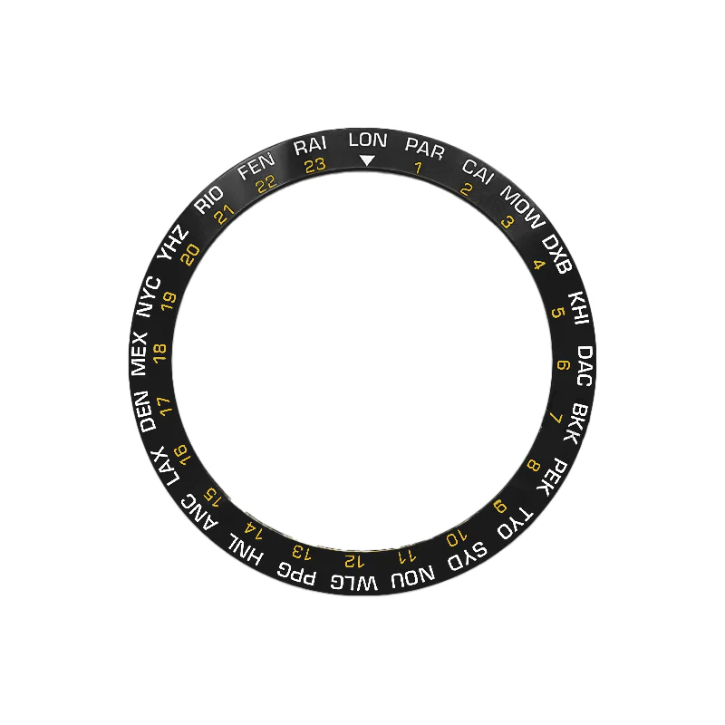 World Time GMT Ceramic Sloped Bezel Insert for SKX/SRPD - Black/Gold
