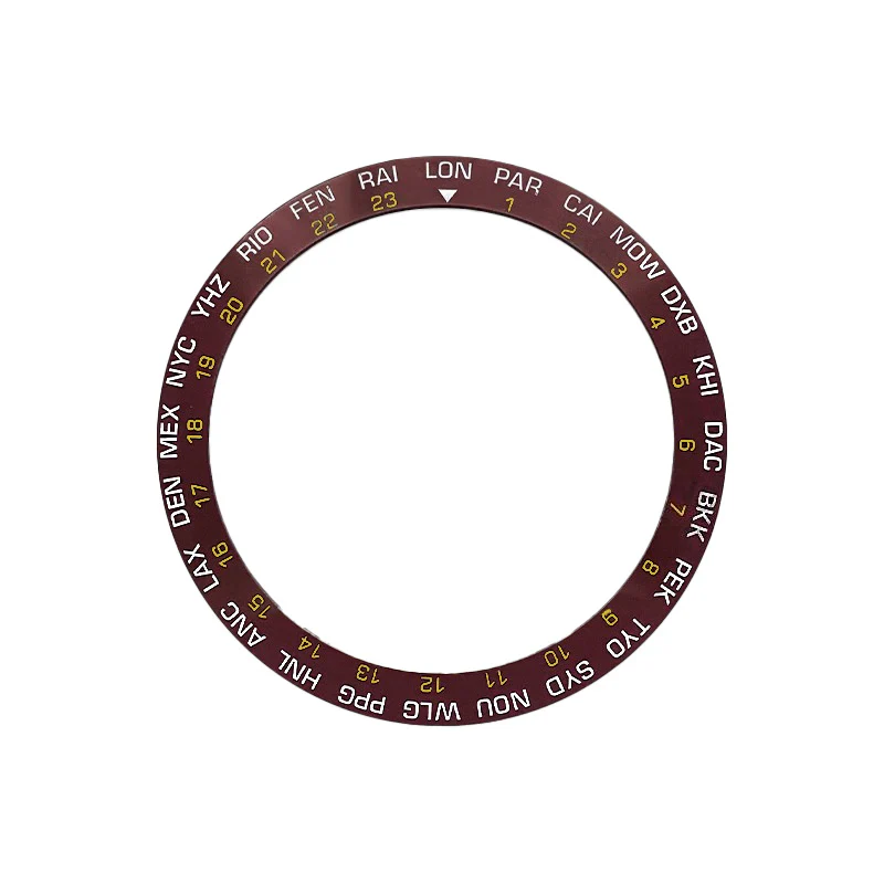 World Time GMT Ceramic Sloped Bezel Insert for SKX/SRPD - Coffee/Gold