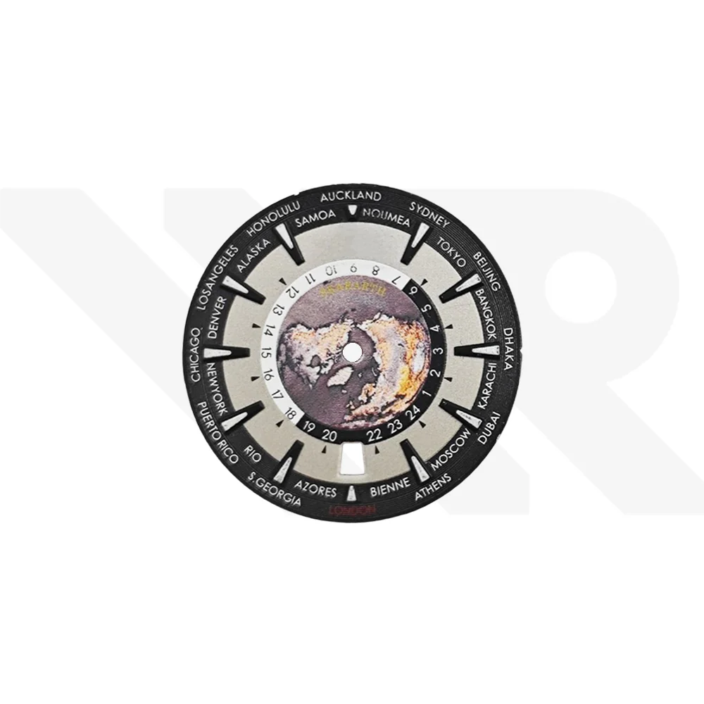 World Timer Dial for Seiko Mod: Black